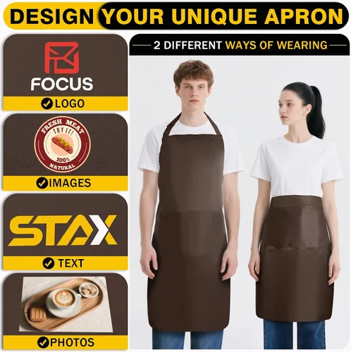 Miniatura 5 de BeautyWill Delantal personalizado personalizado para hombres y mujeres, delantales de cocina personalizados con bolsillos, nombre, texto, logotipo