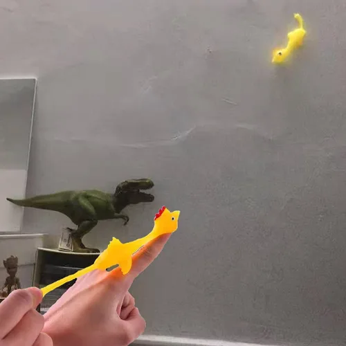 Miniatura 7 de Juego de hondas de goma – 12 piezas de pollo, divertidos juguetes para aliviar el estrés de pollo volador