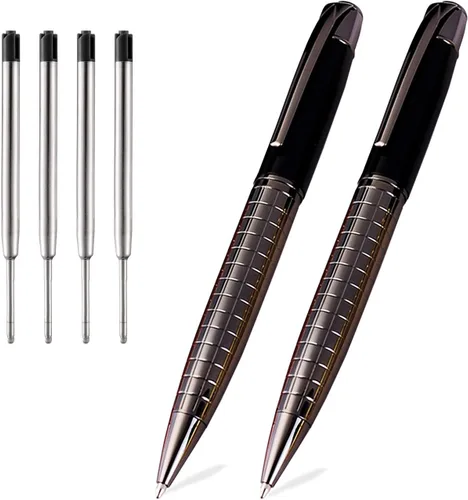 Obacle Bolígrafos negros, punta de bola mediana de 0.039 pulgadas (0.039 in), agarre de escritura suave, retráctil, de metal, para oficina