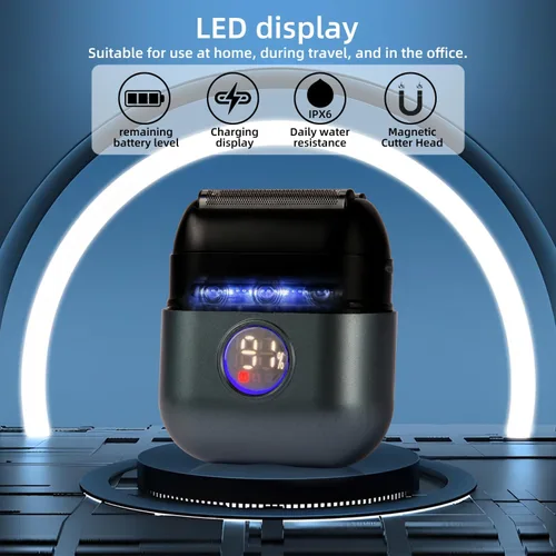 Miniatura 5 de Afeitadora de aluminio para hombres y mujeres, maquinilla de afeitar eléctrica con 2 cuchillas de precisión, recargable por USB, IPX6, impermeable