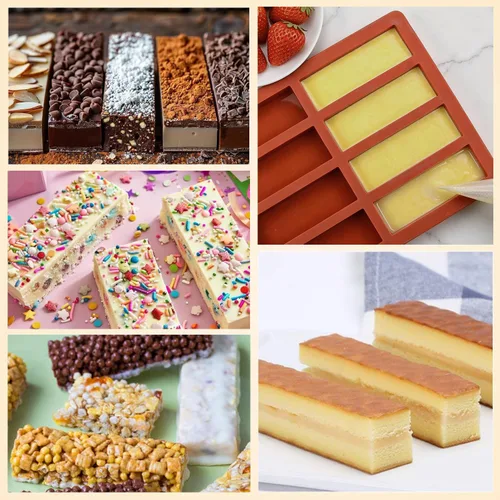 Miniatura 7 de Moldes rectangulares de silicona para hornear, molde de barra de chocolate profundo de 1 pulgada – 8 cavidades, molde casero de granola para barra 2