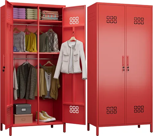 Miniatura 12 de METAN Armario de metal para escuela, oficina, gimnasio, dormitorio, armario de almacenamiento de acero de 3 puertas para empleados, armario