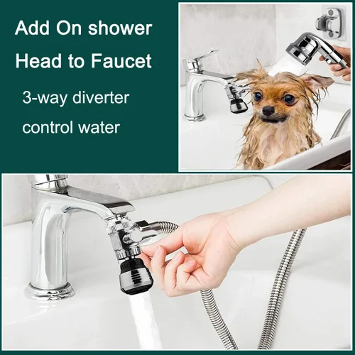Miniatura 2 de Accesorio rociador de grifo para fregadero, rociador de ducha con manguera de acero inoxidable de 59 pulgadas para lavado de cabello y ducha