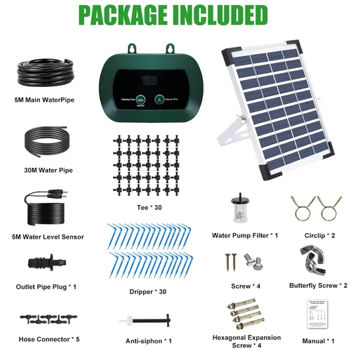 Miniatura 6 de Lewisia Sistema de riego por goteo solar de 5 W con temporizador, kit de riego automático para jardín, camas elevadas, patio, césped, invernadero