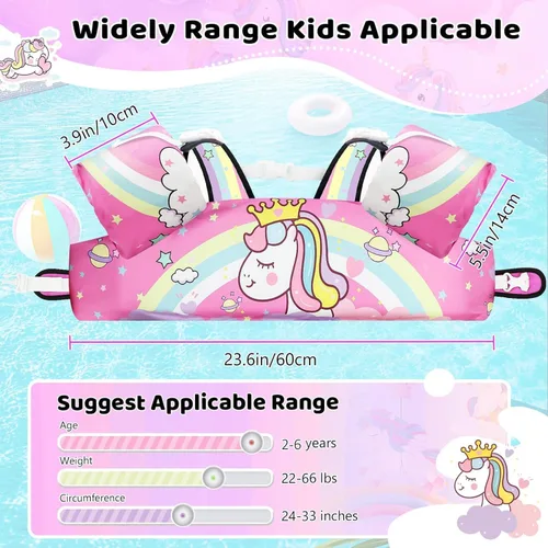 Miniatura 3 de Vvinca Chaleco de natación separable para niños pequeños de 22 a 66 libras (1 a 6 años) Flotador de piscina 3 en 1 y bandas de brazo para niños