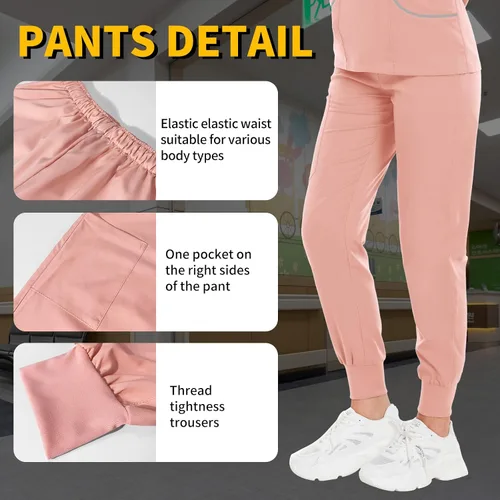 Miniatura 3 de niaahinn Conjuntos de uniforme médico para mujer, uniforme de enfermera, camiseta y pantalón deportivo, traje de trabajo de manga corta, diseño