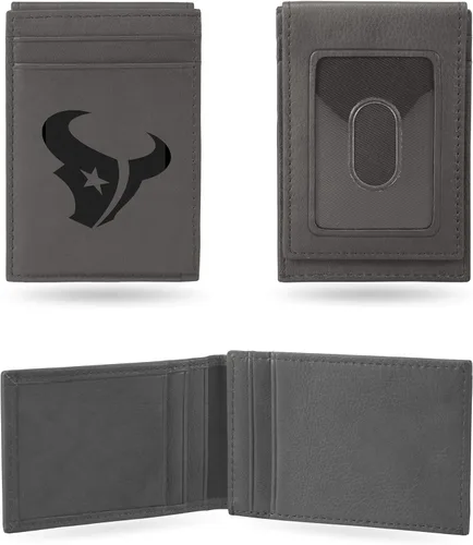Miniatura 5 de Rico Industries - Cartera de bolsillo frontal con grabado láser NFL de fútbol, gris, compacta/cómoda/delgada