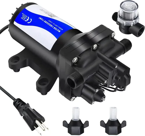 Miniatura 7 de Bomba de agua dulce RV de 12 V CC, bomba de diafragma de alta presión de 70 PSI, bomba de agua autocebante silenciosa bajo demanda con interruptor