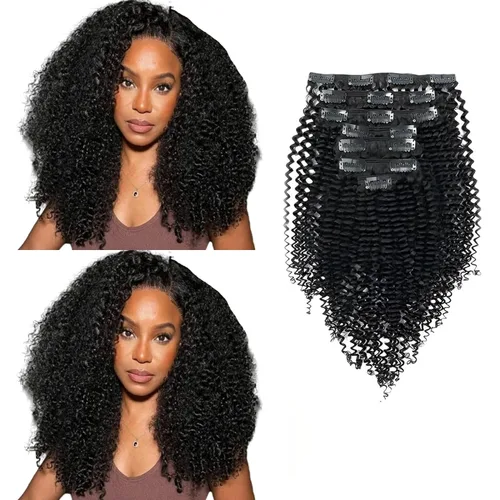 Miniatura 23 de Sassina Extensiones de Cabello Humano Rizado Afro Grueso Real con Clip 3B 4A Color Natural Invisible Sin Costuras Remi Clip Para Mujeres