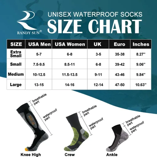 Miniatura 6 de RANDY SUN Calcetines impermeables unisex para ciclismo caza pesca correr 1 par