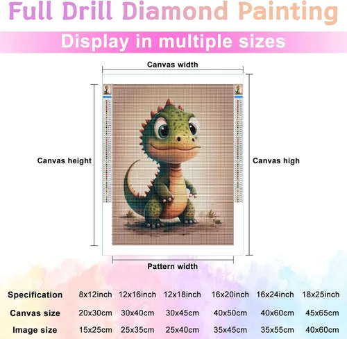 Miniatura 2 de Kits de pintura de diamantes para adultos, taladro completo redondo de dinosaurio 5D para decoración del hogar y decoración de pared de habitación