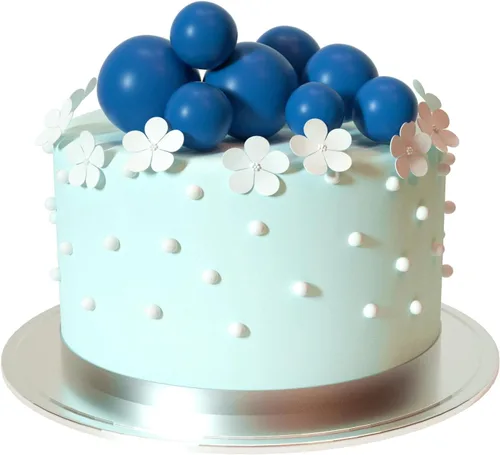Miniatura 6 de ASTARON 20 piezas de decoración de bolas para pastel, mini globos, palos de decoración de pastel de bolas, bolas azules reales, bolas de espuma