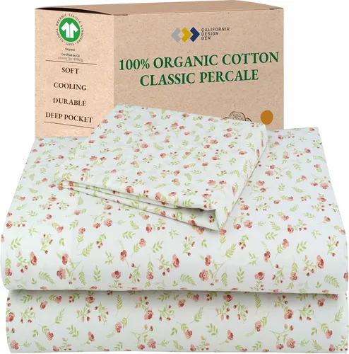 Miniatura 12 de California Design Den Sábanas King con Rayas, 100% Algodón Orgánico Percal, Juego de Sábanas de Bolsillo Profundo King y Fundas de Almohada - Raya
