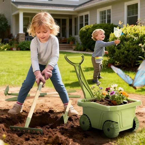 Miniatura 2 de Dreamon Herramientas de jardinería para niños y kit de atrapador de insectos, juguetes para exteriores 2 en 1 con carretilla y casa de insectos