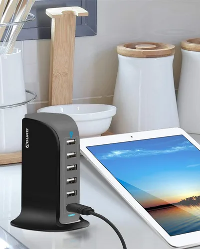 Miniatura 2 de Aduro - Estación de carga de 6 puertos USB 40W de escritorio, para iPhone, iPad, tabletas y smartphones con Smart Flow