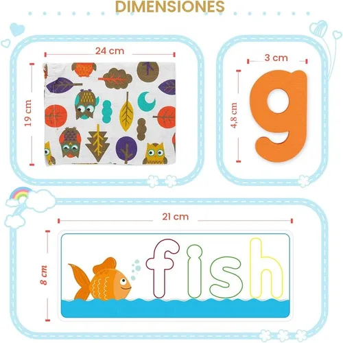 Miniatura 8 de KMUYSL Juguetes de aprendizaje para niños y niñas de 3, 4, 5, 6 años, ver y deletrear CVC, constructores de palabras con tarjetas del alfabeto