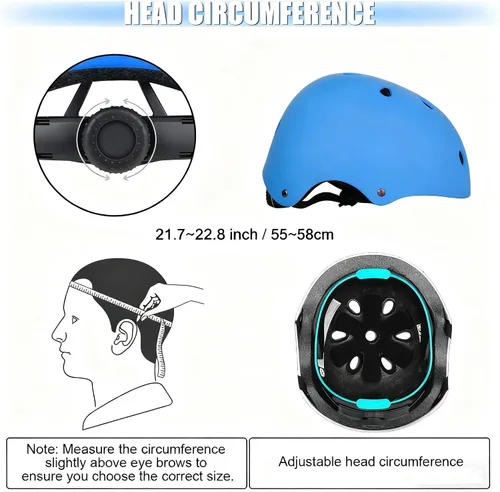Miniatura 4 de WayEee - Juego de casco de bicicleta para niños, rodilleras para patinetas, juego de almohadillas para casco, juego de equipo de protección Azul