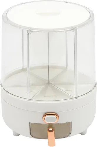 Dispensador de arroz, dispensador de cereales giratorio de 360° con tapa, organizador de almacenamiento de granos para encimera de cocina, alimentos