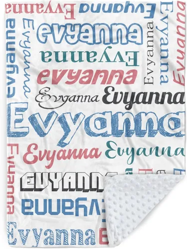 Miniatura 26 de Manta con nombre personalizable, diseño de nombre múltiple, manta de franela de felpa suave personalizada con respaldo punteado de doble capa