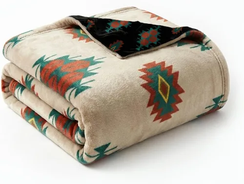Miniatura 18 de Manta de forro polar Sacred Thread estilo azteca, reversible, manta nativa americana, manta para arreglar estilo occidental, nativa americana