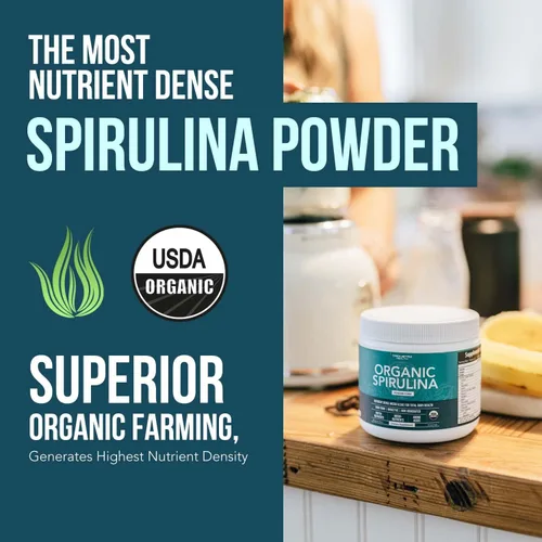 Miniatura 3 de Polvo de espirulina orgánica – Hecho con espirulina Parry®, conocida por su pureza superior y densidad de nutrientes – Agricultura vegana – No