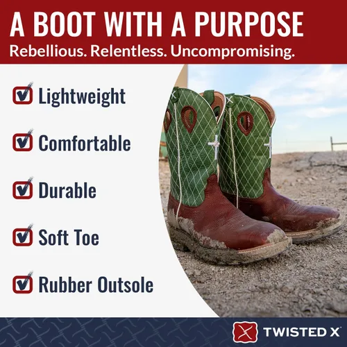 Miniatura 111 de Twisted X Botas Tech X para hombre de 12 pulgadas, botas occidentales casuales para hombre