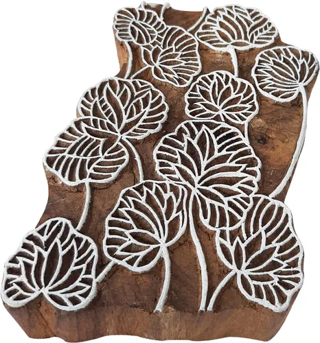 Miniatura 9 de Bloque de impresión intrincado patrón de borde floral grande sello de madera grande