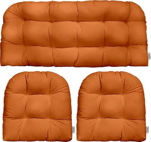 Miniatura 45 de RSH DECOR: Sunbrella - Juego de 3 cojines de mimbre copetudos 41 x 19 pulgadas y 19 x 19 pulgadas Fabricado con tela de rendimiento Sunbrella