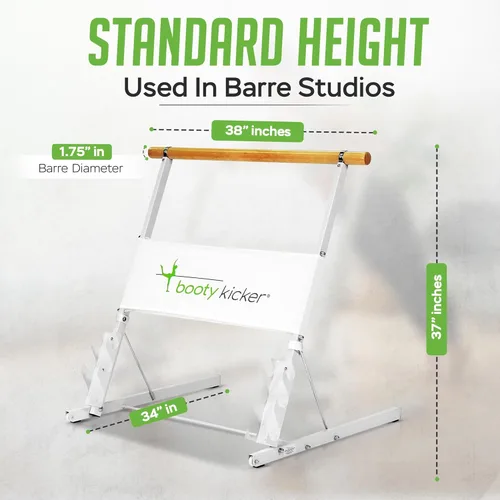 Miniatura 6 de Portable Folding Exercise Bar for Barre, Balance and Ballet Home Workouts, Strong Freestanding Stable Design Blanco