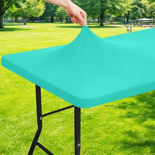 Moosfor Mantel rectangular de elastano de 4 pies, manteles elásticos ajustables para pícnic, funda elástica y lavable para mesa de patio para Azul