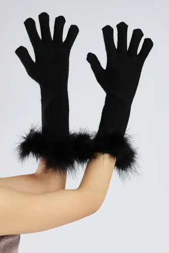 Miniatura 29 de Sahabowi Guantes de cuero para clima frío Manopla de lana cálida de invierno para mujeres