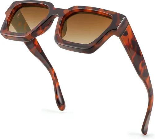 Miniatura 60 de FEISEDY Gafas de sol cuadradas retro de los años 90 para mujeres y hombres, gafas de sol rectangulares gruesas de moda con protección UV400 B2385