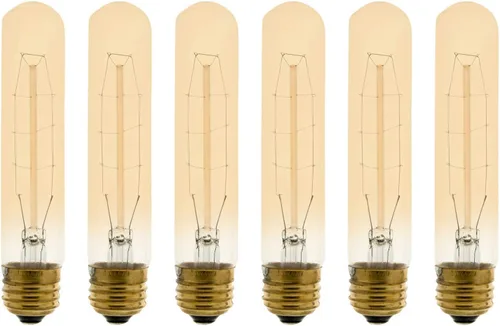 Xtricity Bombilla incandescente T9 de filamento vintage, tubo de radio, estilo Edison, 60 W, 200 lúmenes, base mediana E26, regulable (paquete de 6)