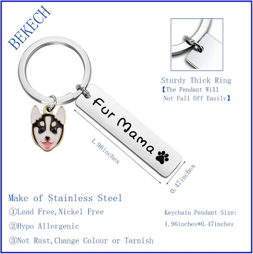 Miniatura 2 de BEKECH perro mamá regalo piel mamá llavero huella huella perro amante joyería perro perro persona regalo mamá perro regalo