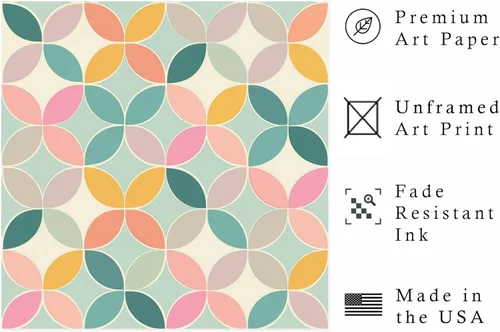 Miniatura 2 de Ethan Taylor Abstract Wall Art Prints Unframed Square Posters 'Retro 70s Hippie Pattern I' Retro Home Décor for Living Room, Bedroom, Office, 24 in