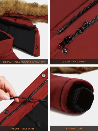 Miniatura 5 de ORORO Parka térmica para mujer con aislamiento Thermolite y capucha desmontable, chaqueta larga con calefacción para mujer