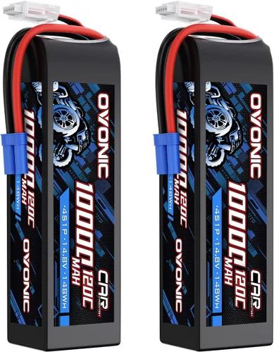 OVONIC 4S Lipo Batería 14.8V 10000mAh 120C con conector EC5 para coches RC Vehículos Barco Drone Avión Quadcopter Helicóptero FPV Racing Hobby