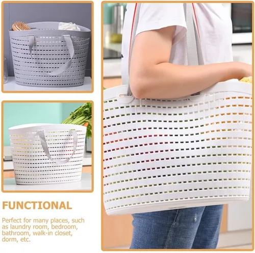 Miniatura 7 de Cesta de almacenamiento de plástico portátil con asa y caja organizadora para baño, despensa, cocina, dormitorio universitario, garaje, cesta
