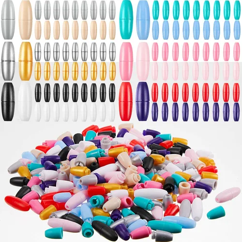 Miniatura 7 de WILLBOND 100 cierres separables para collares, cierres de pulsera de seguridad de plástico para cordón, conectores de barril de cuentas para Negro