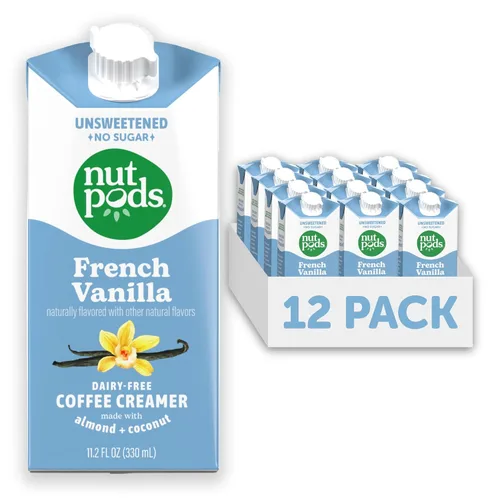 nutpods Crema sin lácteos sin azúcar (vainilla francesa, paquete de 12) – Whole30 / Paleo / Keto / Vegano / Sin azúcar 11.2 onzas