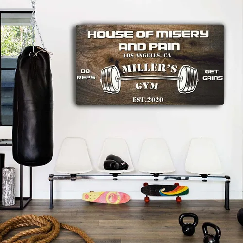 Tailored Canvases Letrero de Gimnasio Personalizado Arte de Pared Decorativo - Lienzo Motivacional para Gimnasio en Casa, Sala de Entrenamiento,