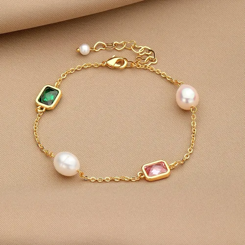 Miniatura 6 de XYJZXY Pulsera de perlas pequeñas de oro chapada en oro de 18 quilates, pulsera barroca de perlas de agua dulce para mujer, pulsera ajustable