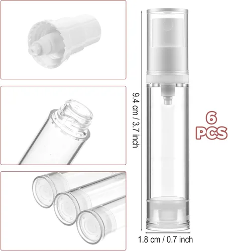 Miniatura 2 de 6 Pcs Travel Foundation Container, Clear Foundation Travel Container for DIY Lotion Moisturiser Shampoo Toiletry (0.34 fl oz, 1.8 x 9.4 cm)