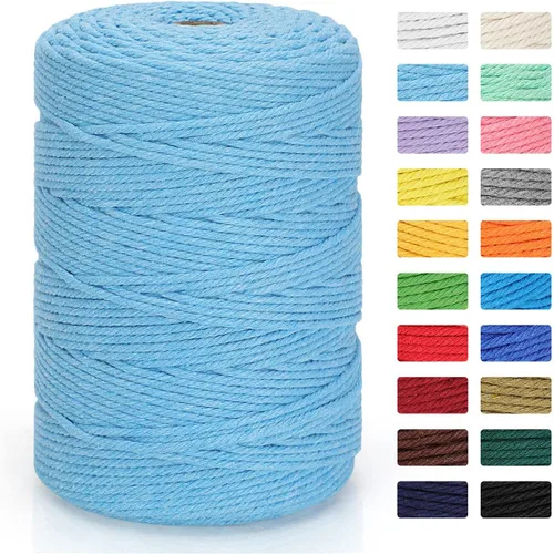 Miniatura 24 de Cordón de macramé de 0.118 in x 328 yardas Cuerda de macramé 100% algodón natural Cuerda de algodón trenzado de 4 hebras para manualidades, Gris
