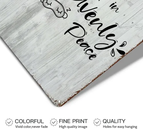 Miniatura 3 de Letrero de metal rústico con versículo de la Biblia para decoración de pared, para dormir en la paz celestial, escritura de grano de madera, letrero