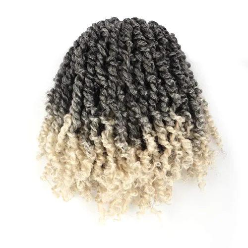Miniatura 60 de Cabello de Ganchillo Pre-Retorcido Passion Twist para Mujeres Negras y Niños, Cabello Passion Twist Pre-Enrollado Trenzas Bohemias 4 Pulgadas 8