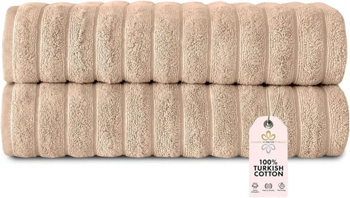 Miniatura 8 de Classic Turkish Towels - Juego de toallas de baño de algodón extragrande de alta calidad, gruesas y absorbentes, toallas de baño de lujo acanaladas