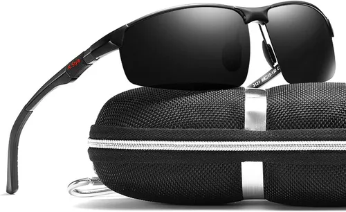 Miniatura 5 de Gafas de sol polarizadas de montura completa para hombres y mujeres, gafas de lectura deportivas envolventes con protección UV Negro