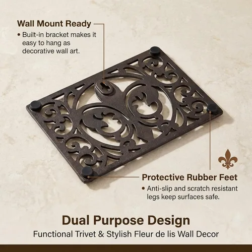 Miniatura 5 de Lulu Decor, Juego de 2 salvamanteles rectangulares de hierro fundido de 10 x 6 pulgadas, para platos calientes u ollas, salvamanteles duraderos