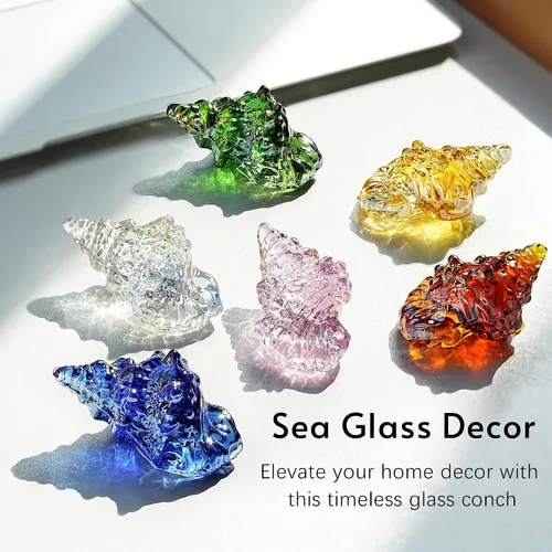 Miniatura 4 de H&D HYALINE & DORA Juego de 6 figuras de caracolas de cristal soplado, figuras coleccionables de animales marinos en miniatura, pequeñas estatuas